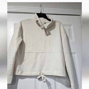 Club Monaco pullover ribbed top with ribbon pull string size small